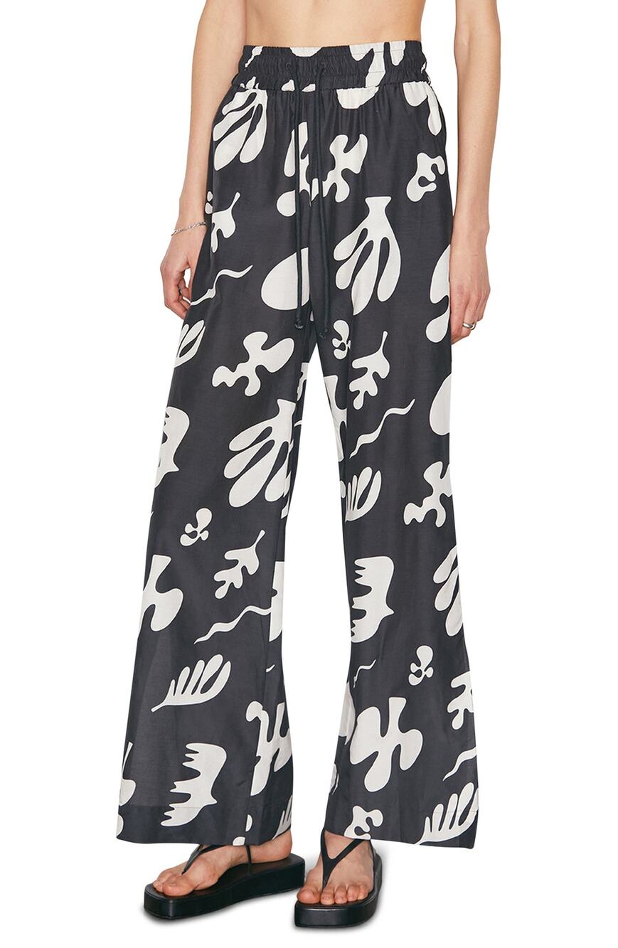 Frame Printed Black Wide Leg Pants Size Small